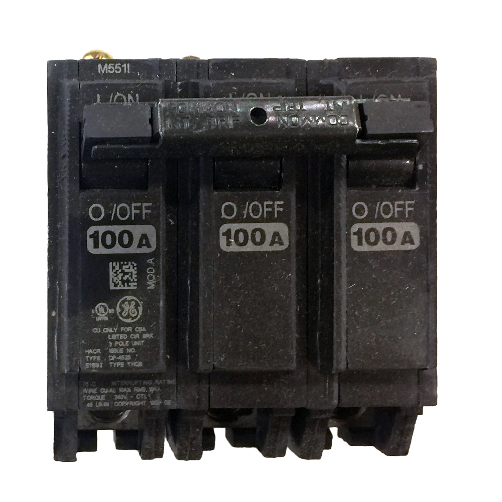 General Electric THQB32100 100A 3P 240VAC 10kA Molded Case Q-Line Circuit  Breaker Internal Common Trip